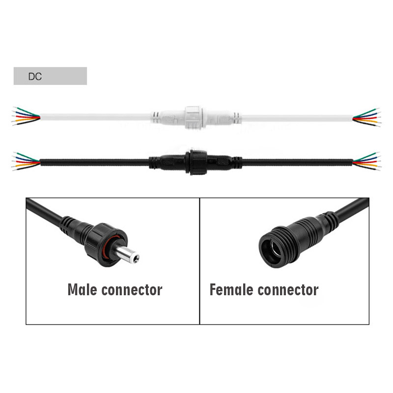 2/3/4/5 PIN  Waterproof IP67 Small Male To Female LED Extension Cable For LED Strip Light, 1.31ft/1.96ft/3.28ft/6.56ft/9.84ft Length Optional